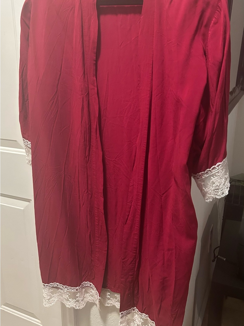 Red Lace Trim Kimono